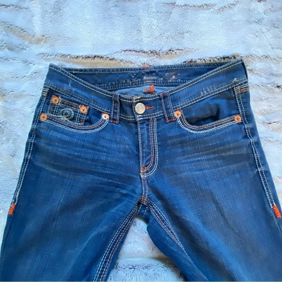 Seven7 Bootcut Women's Jeans‎ 10 Orange Embroidery Detail - Picture 9 of 15